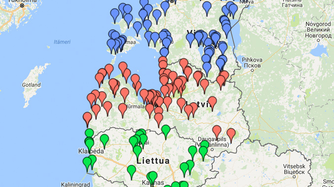 Baltian kämppärit kartalla